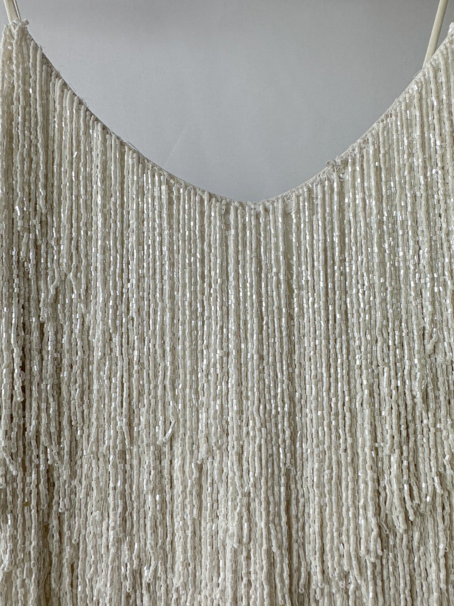 Nadine Merabi Lottie White Beaded Flapper Feather Hem Dress