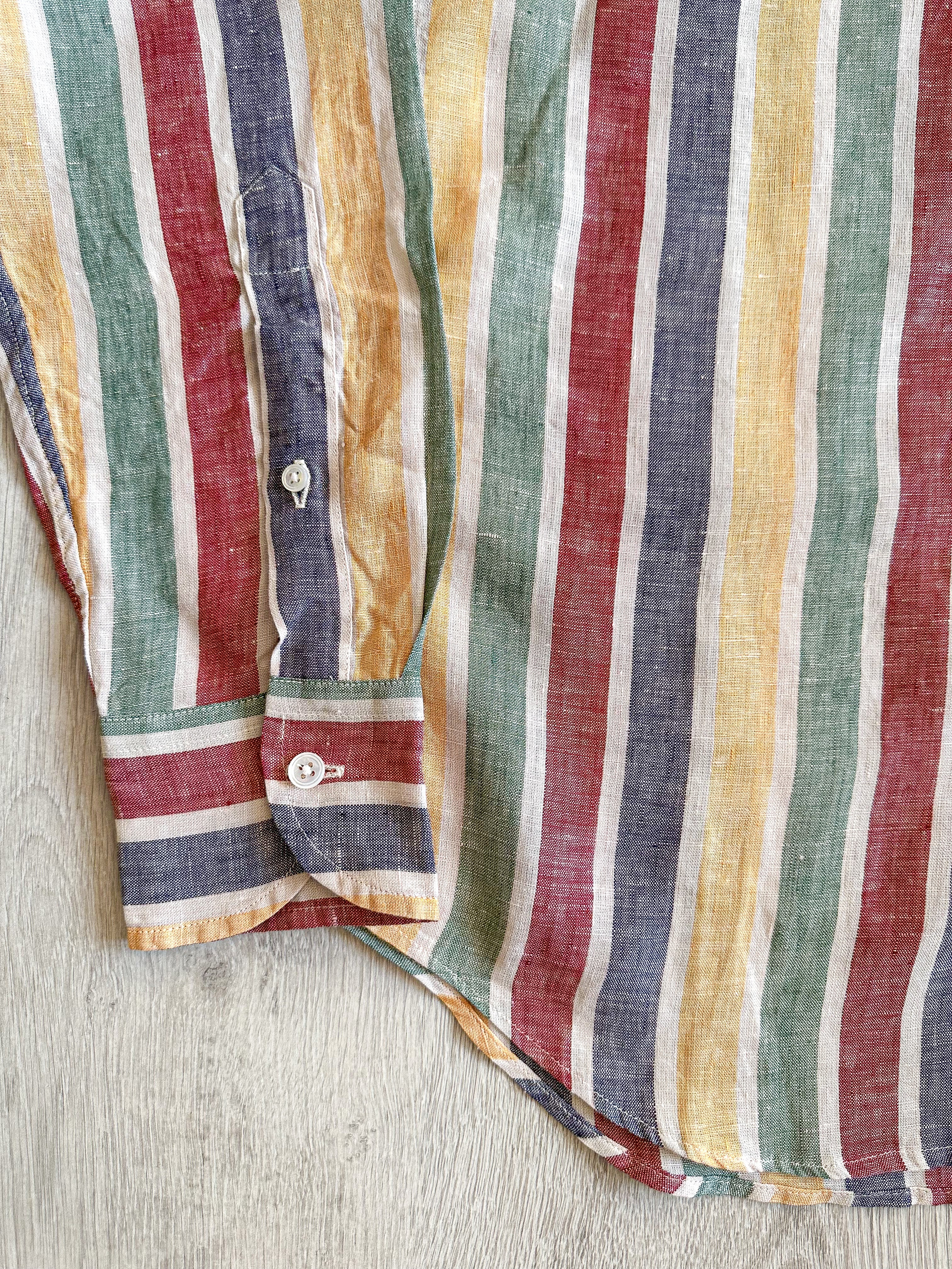 Drake's Striped Linen Slim Fit Shirt - House Of Huntington
