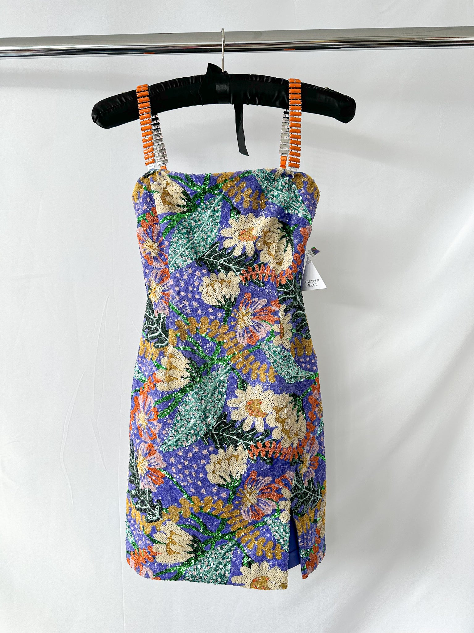 Nadine Merabi Purple Lyra All Over Floral Sequin Mini Dress