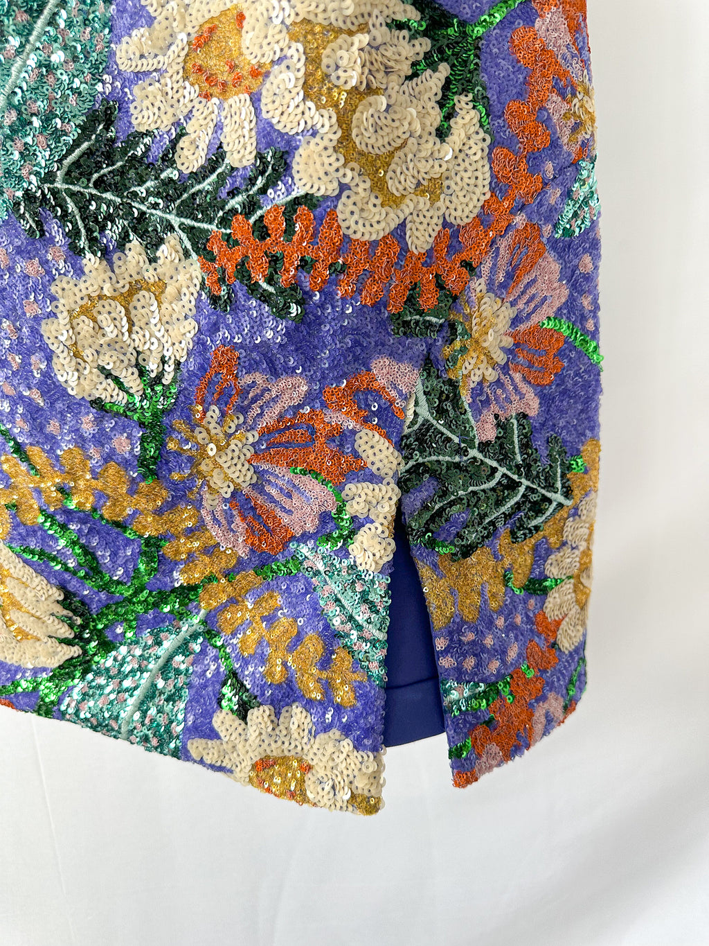 Nadine Merabi Purple Lyra All Over Floral Sequin Mini Dress