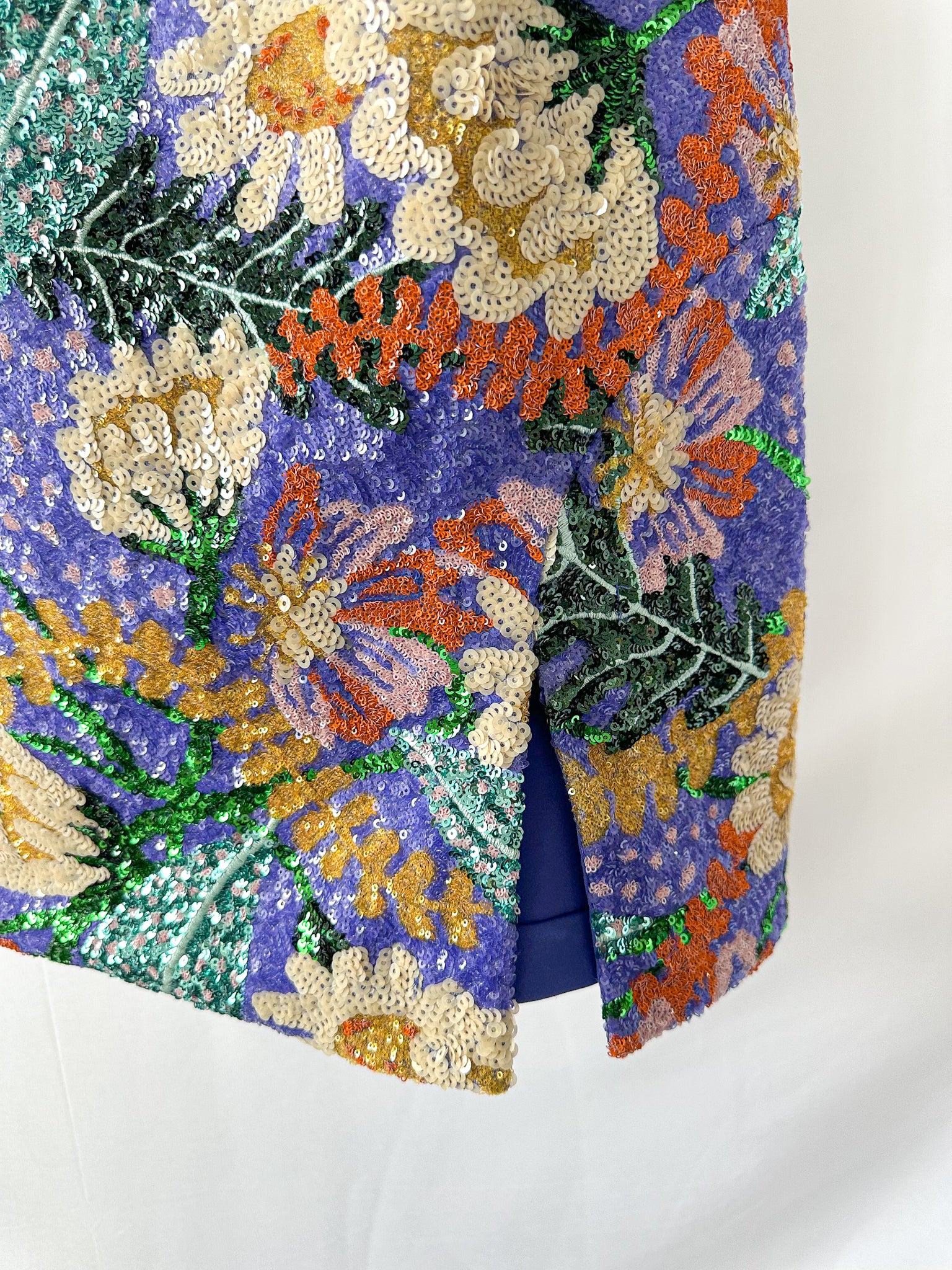 Nadine Merabi Purple Lyra All Over Floral Sequin Mini Dress