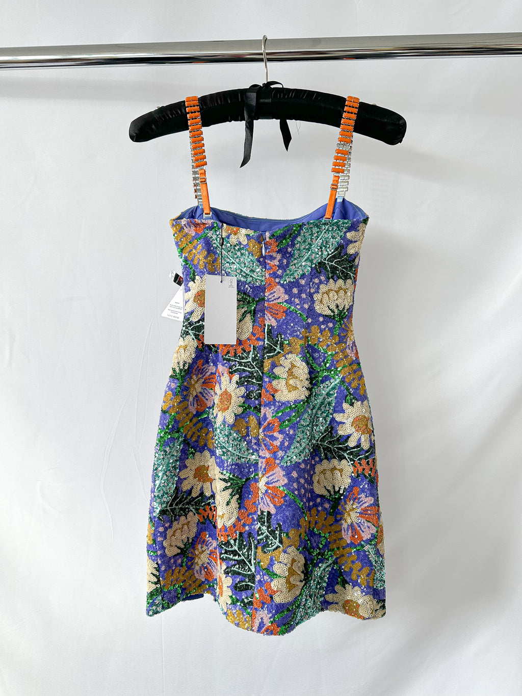 Nadine Merabi Purple Lyra All Over Floral Sequin Mini Dress