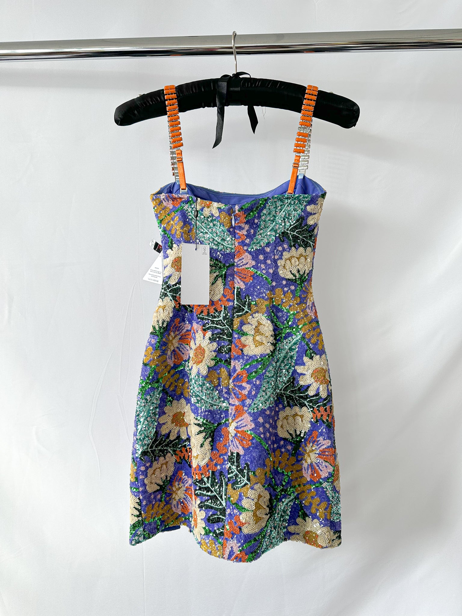 Nadine Merabi Purple Lyra All Over Floral Sequin Mini Dress