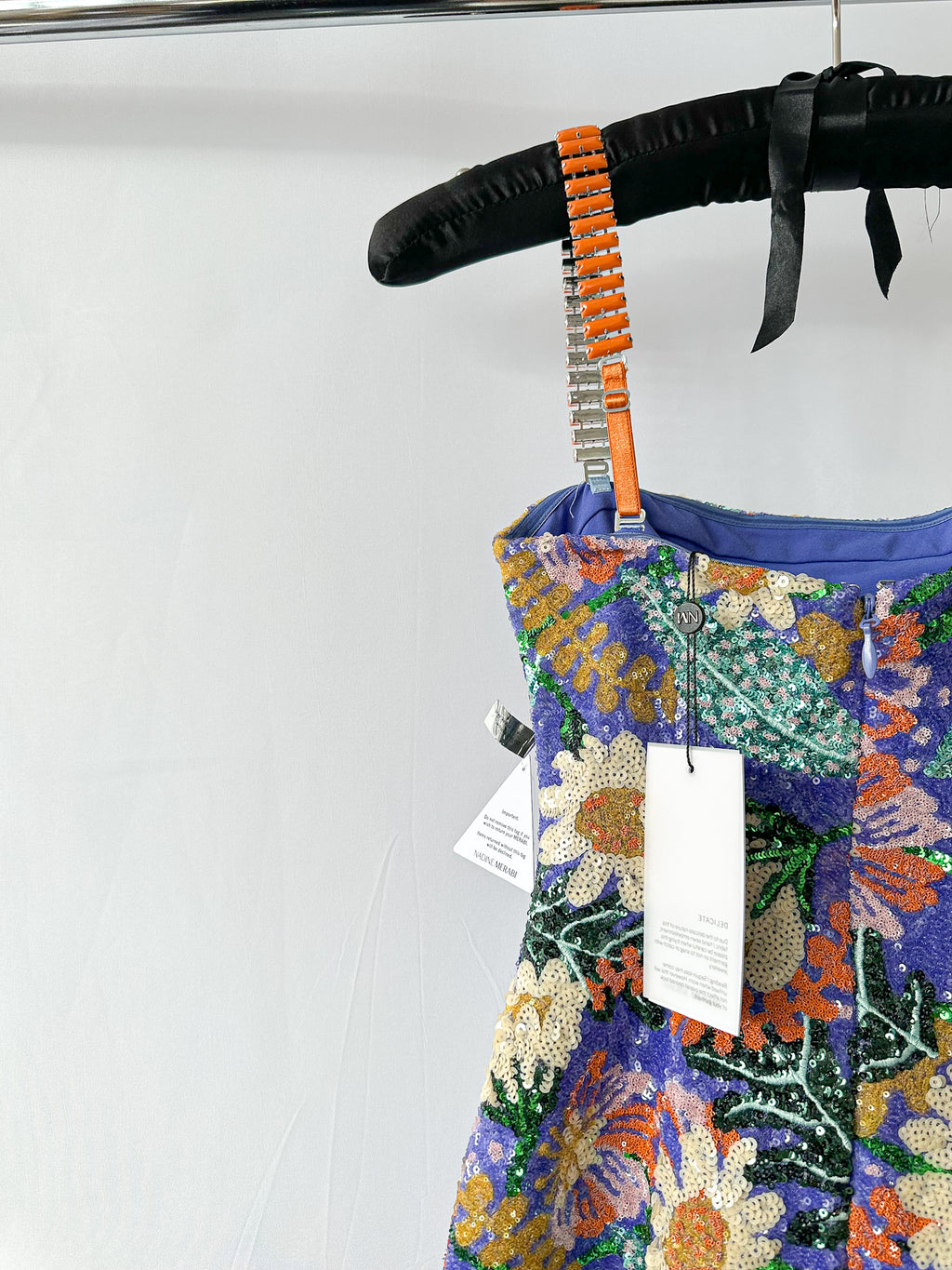 Nadine Merabi Purple Lyra All Over Floral Sequin Mini Dress