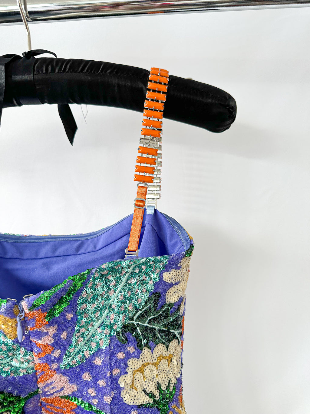 Nadine Merabi Purple Lyra All Over Floral Sequin Mini Dress