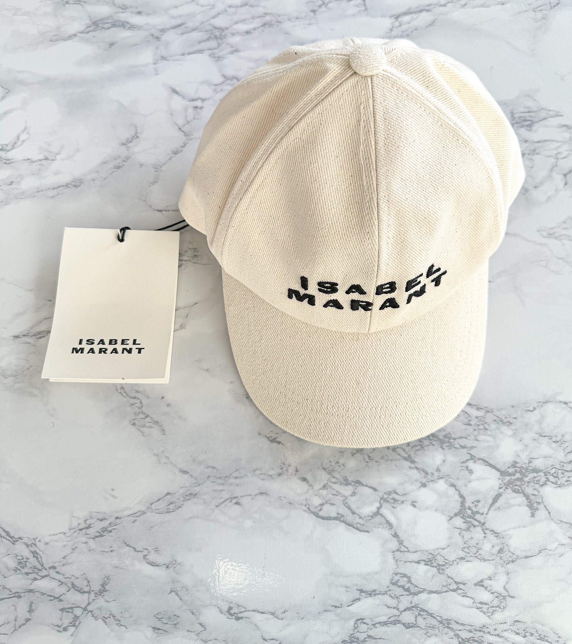 Isabel Marant Spellout Logo Front Tyron Ecru Baseball Cap