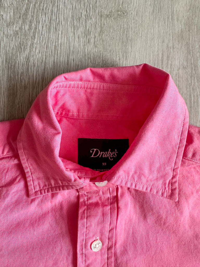Drake's Pink Spread Collar Button Down Shirt