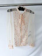 Red Valentino Bow Tie Sheer Floral Detail Blouse