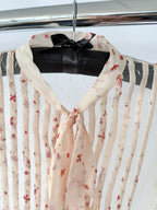 Red Valentino Bow Tie Sheer Floral Detail Blouse