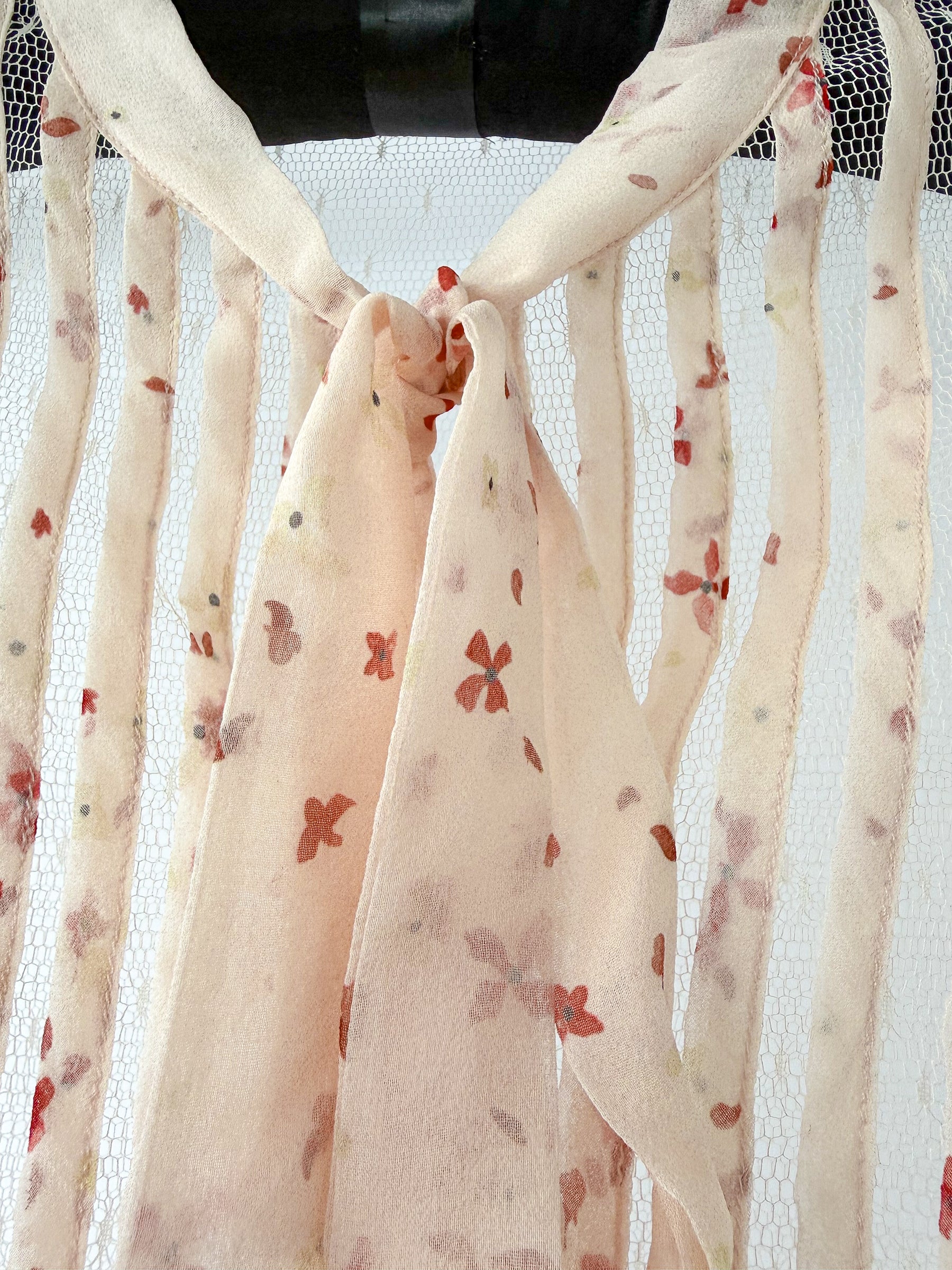 Red Valentino Bow Tie Sheer Floral Detail Blouse