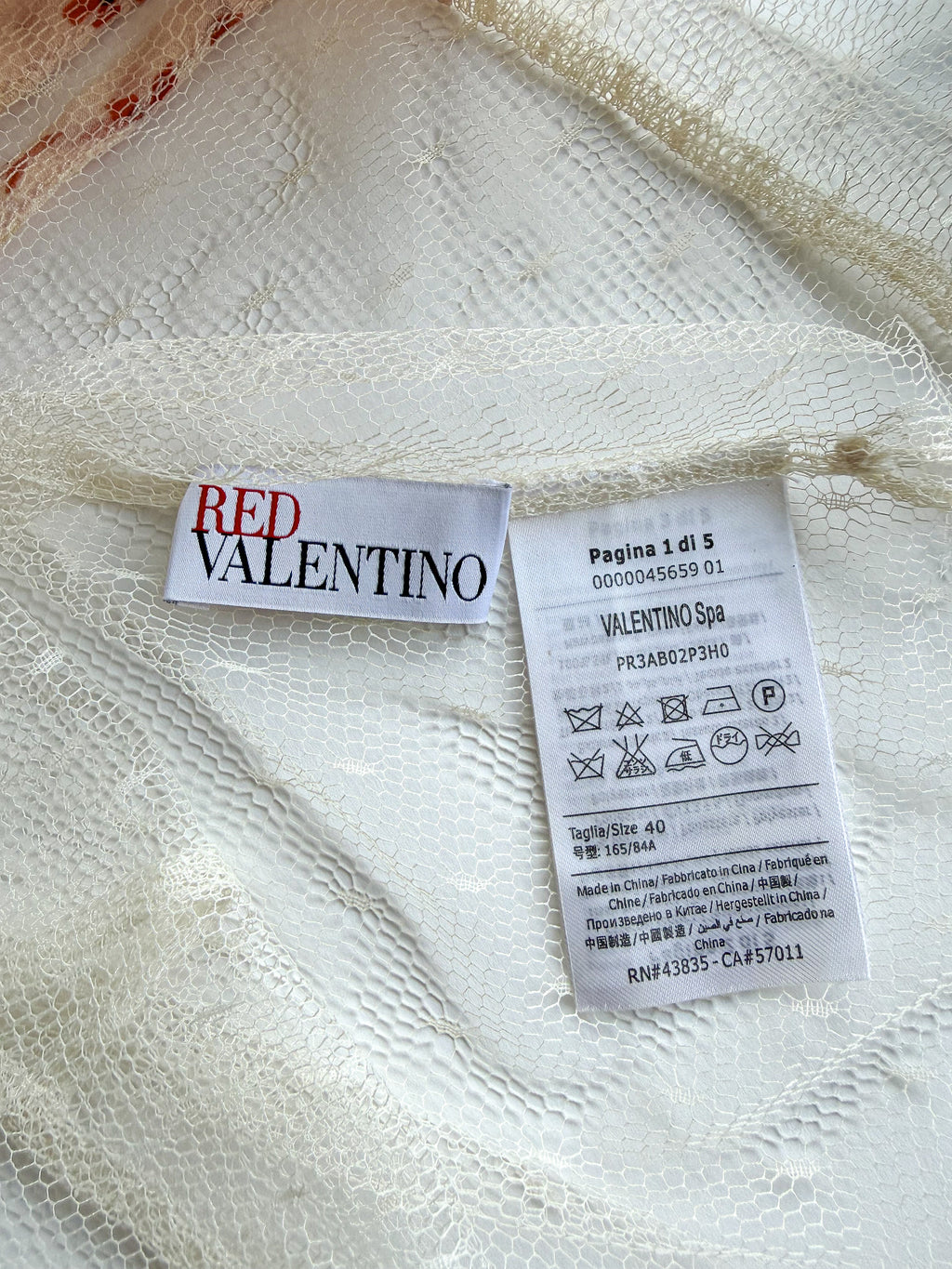 Red Valentino Bow Tie Sheer Floral Detail Blouse