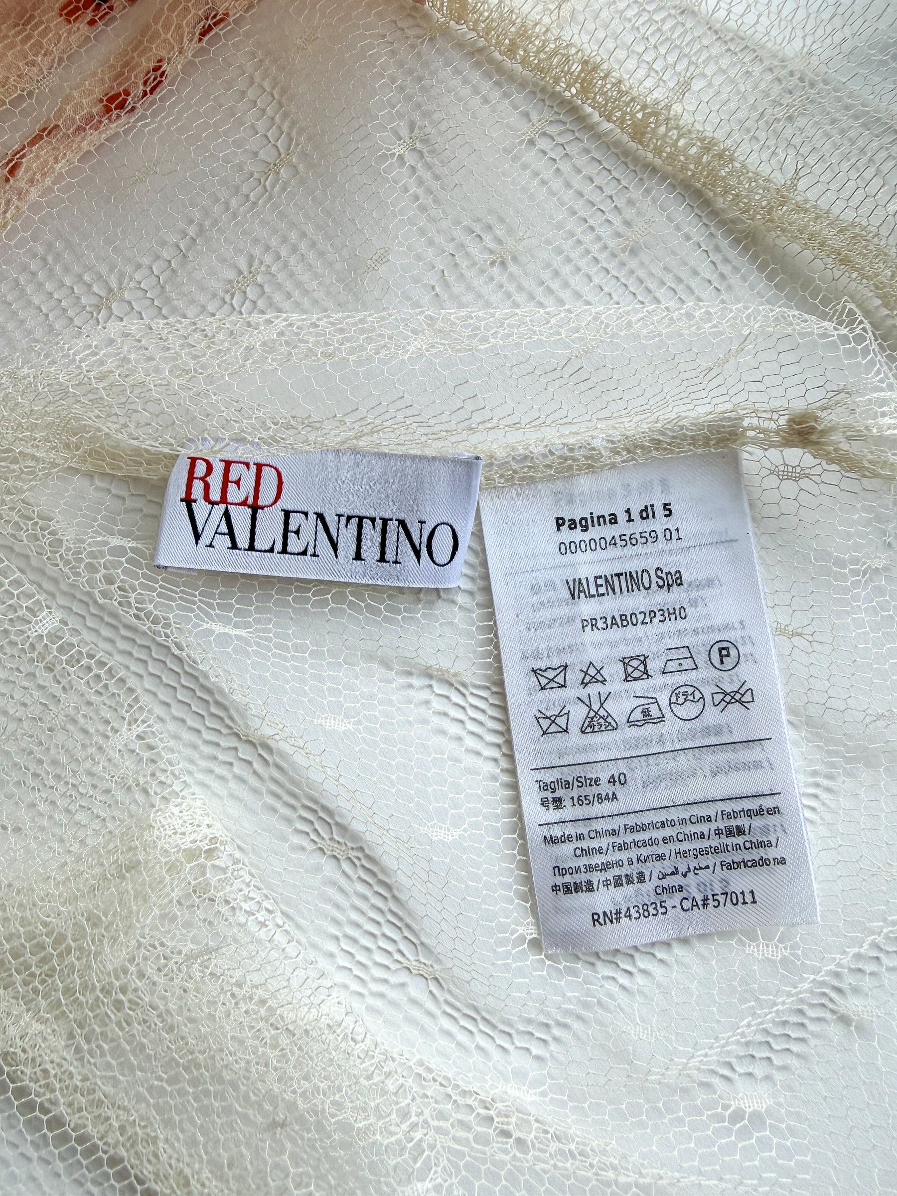 Red Valentino Bow Tie Sheer Floral Detail Blouse
