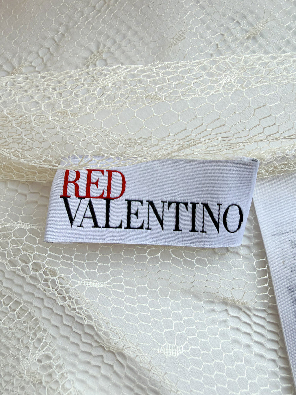 Red Valentino Bow Tie Sheer Floral Detail Blouse