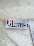 Red Valentino Bow Tie Sheer Floral Detail Blouse