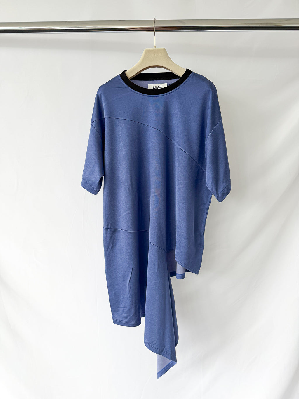 MM6 Maison Margiela Blue Deconstructed Cut-Out Crew Neck T-Shirt