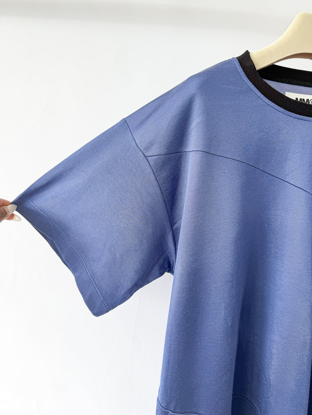 MM6 Maison Margiela Blue Deconstructed Cut-Out Crew Neck T-Shirt