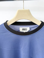 MM6 Maison Margiela Blue Deconstructed Cut-Out Crew Neck T-Shirt