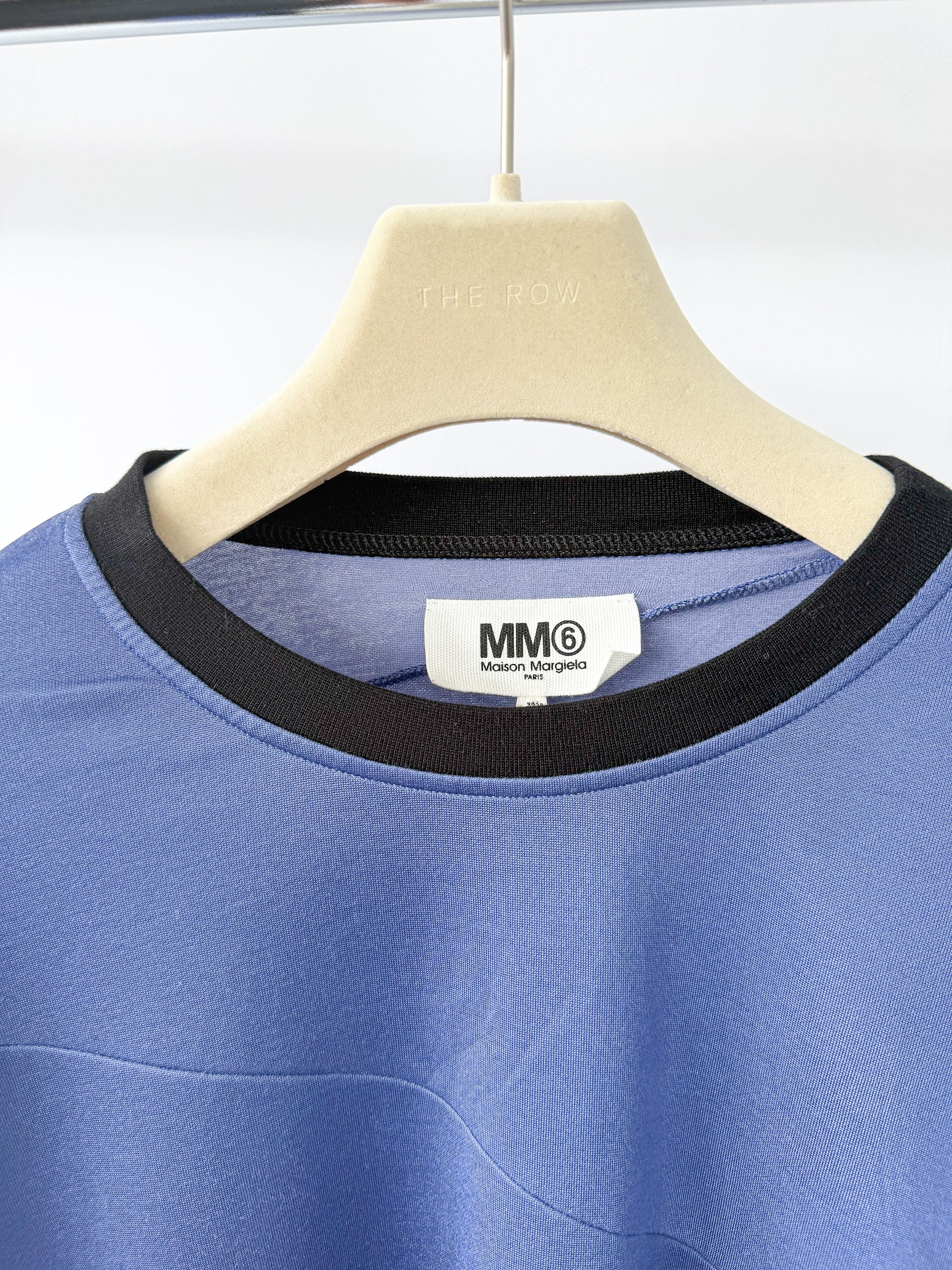 MM6 Maison Margiela Blue Deconstructed Cut-Out Crew Neck T-Shirt