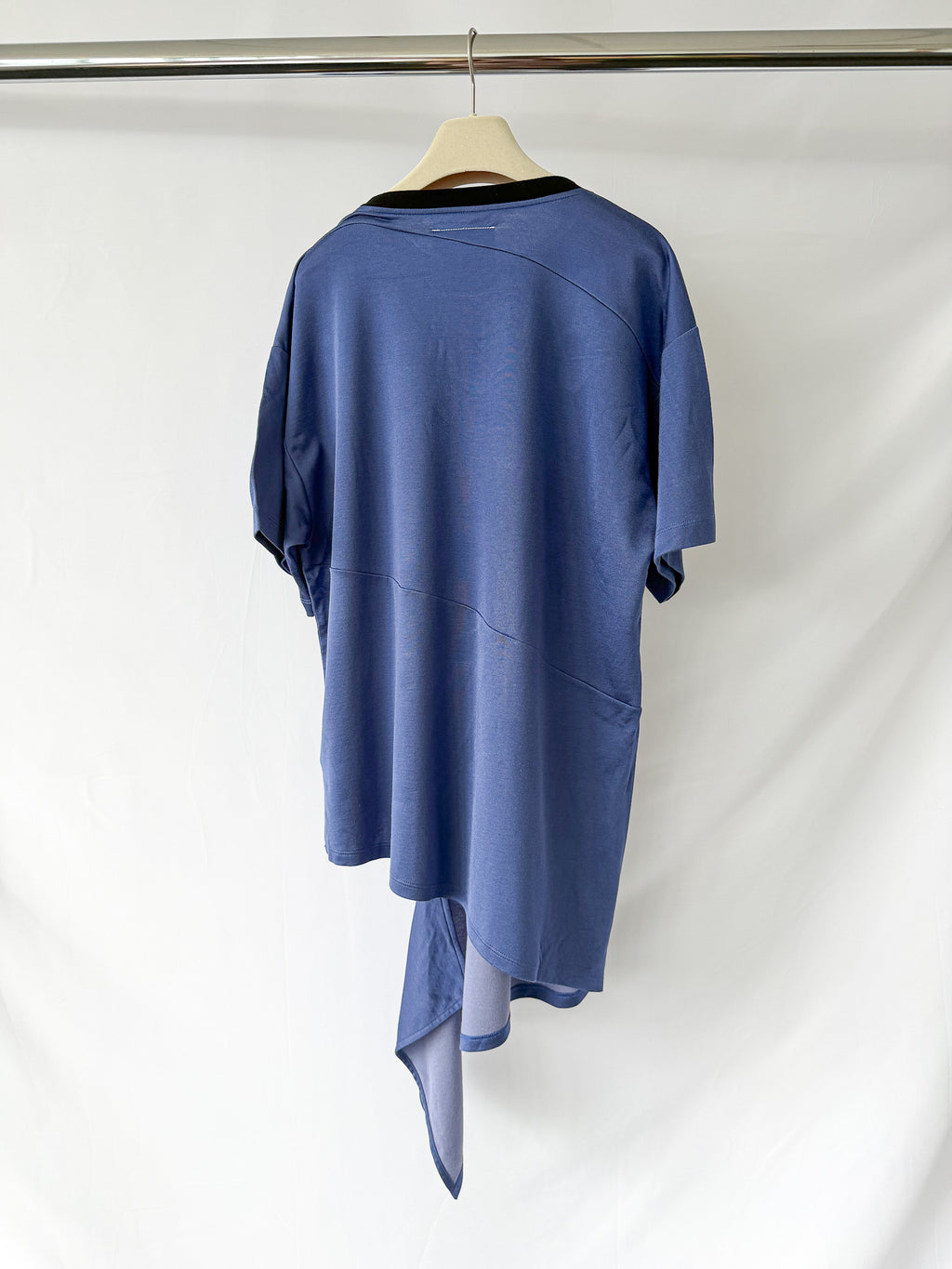 MM6 Maison Margiela Blue Deconstructed Cut-Out Crew Neck T-Shirt