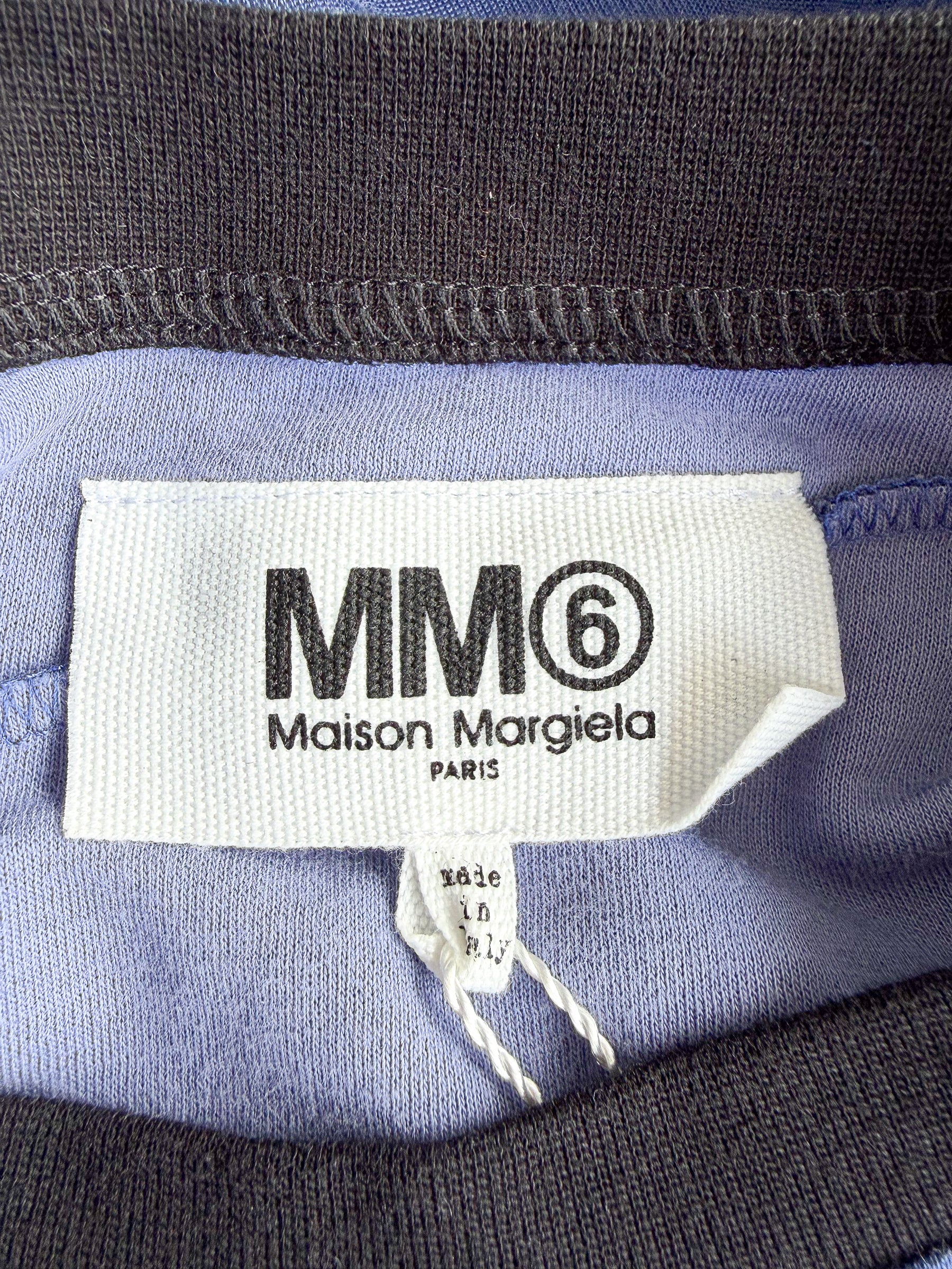 MM6 Maison Margiela Blue Deconstructed Cut-Out Crew Neck T-Shirt