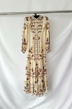Farm Rio Jacquard Embroidered Ikat Long Sleeve Midi Dress