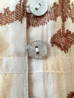 Farm Rio Jacquard Ikat White Long Sleeve Midi Dress