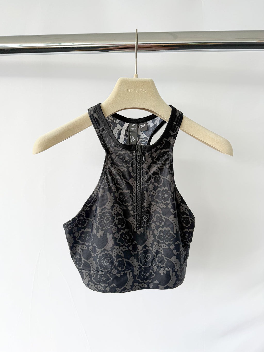 Stella McCartney Adidas Floral Print Zip-Up Tankini Bikini Top
