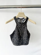 Stella McCartney Adidas Floral Print Zip-Up Tankini Bikini Top