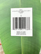 Farm Rio Jacquard Ikat White Long Sleeve Midi Dress