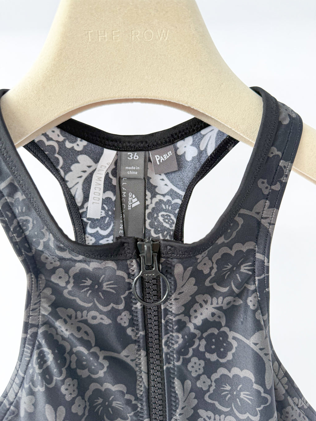 Stella McCartney Adidas Floral Print Zip-Up Tankini Bikini Top