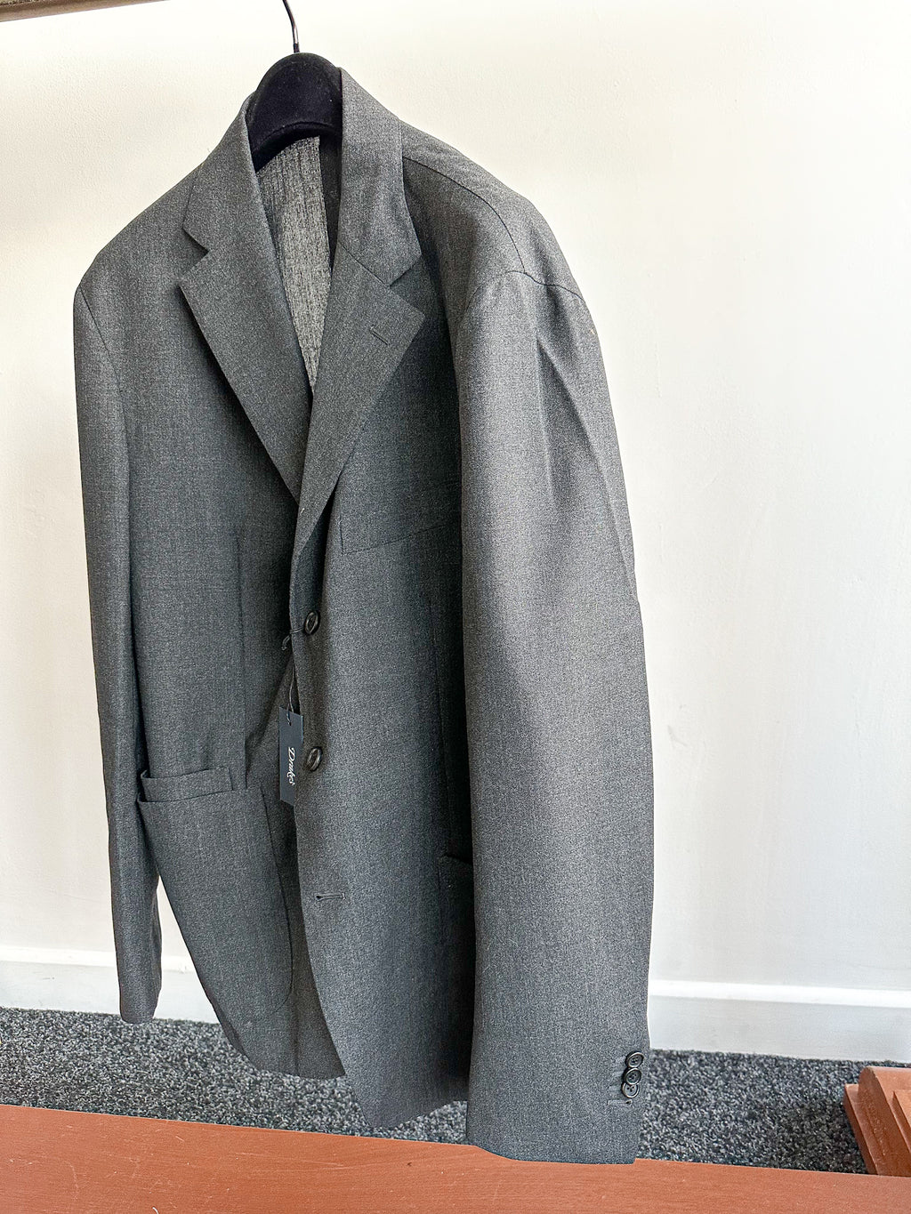 Drake's Thin Wool Grey Blazer ( Tropical Wool ) - House Of Huntington