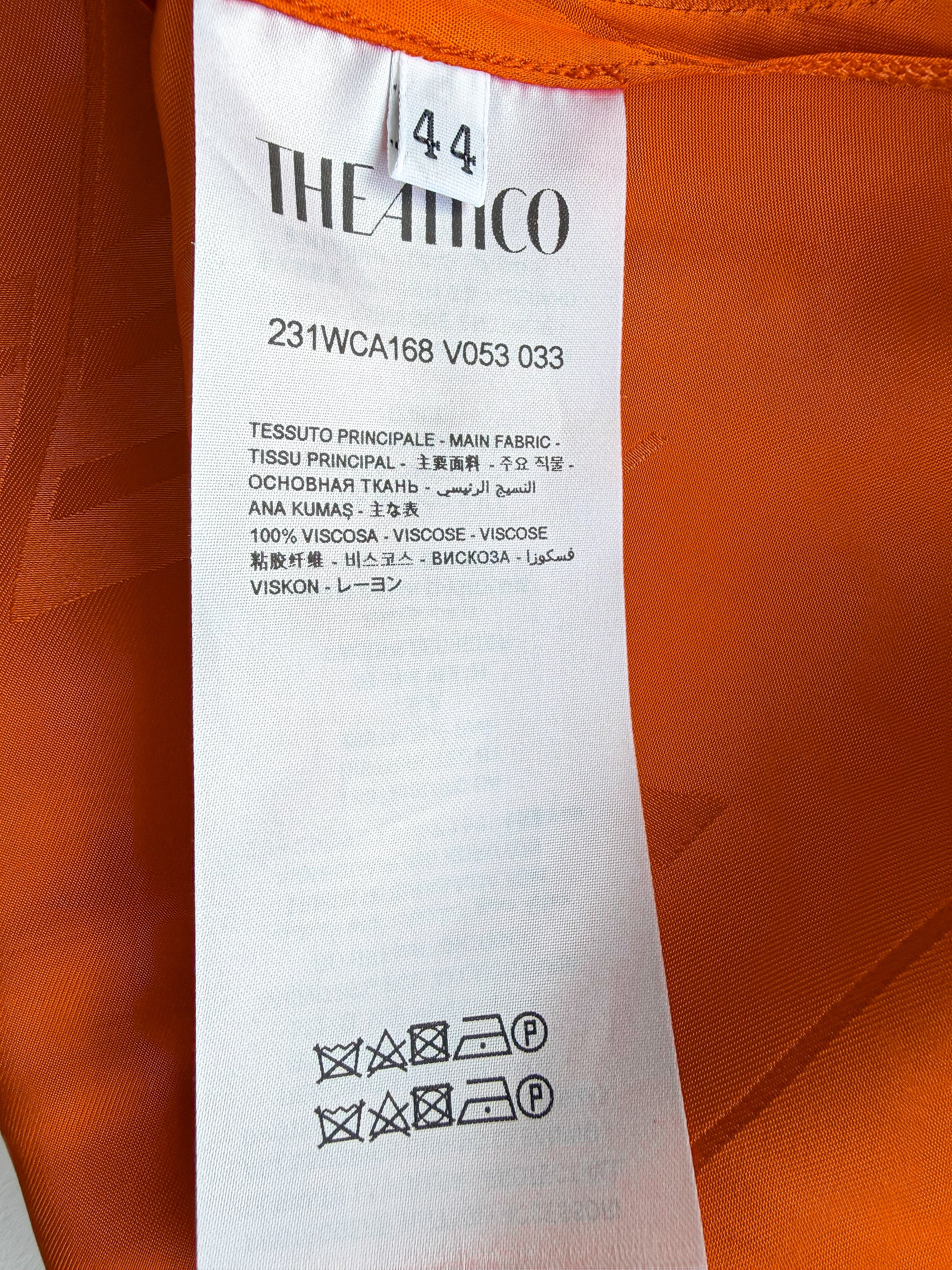 The Attico Orange Becky Halterneck Satin Mini Dress