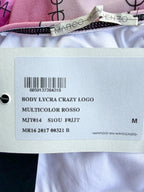 Marco De Vincenzo Allover Logo Pink Multicolour Striped One-Piece Swimsuit