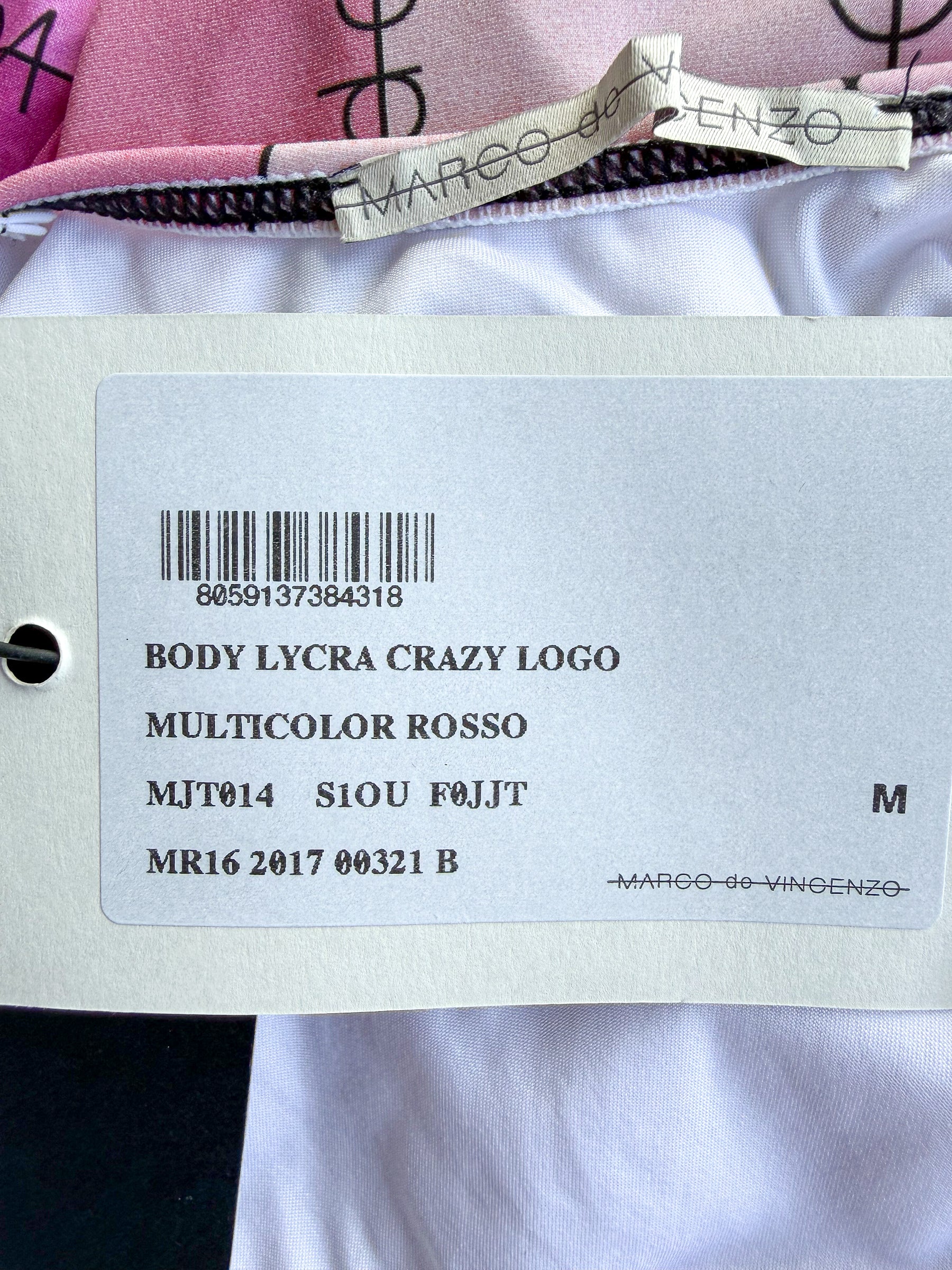 Marco De Vincenzo Allover Logo Pink Multicolour Striped One-Piece Swimsuit