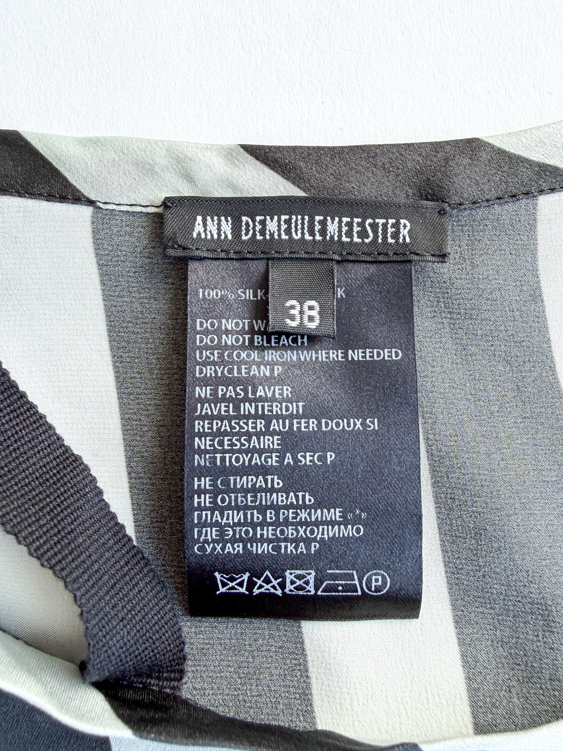 Ann Demeulemeester Silk Black & White One Shoulder Top