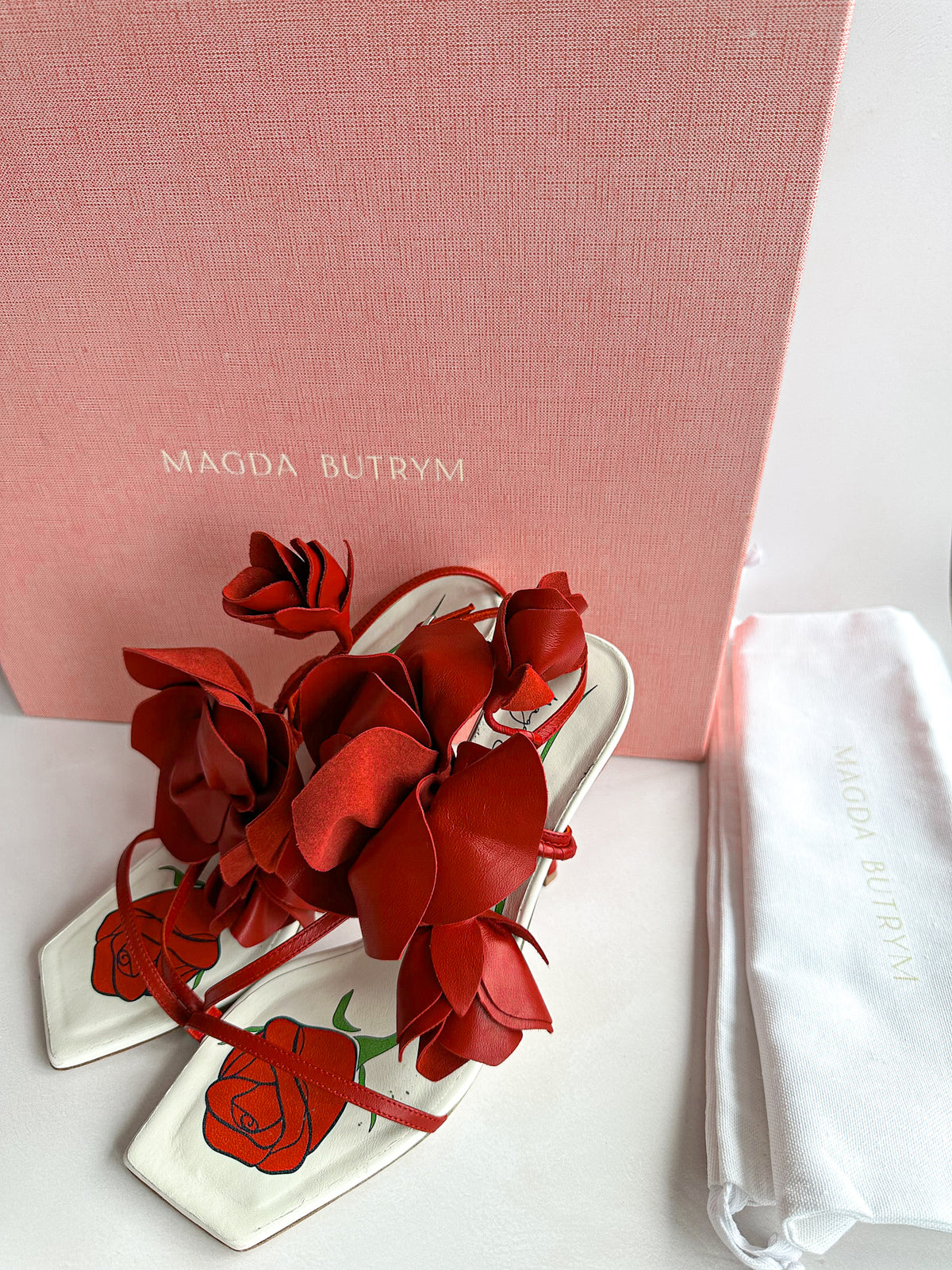 Flower Leather Detail Sandal High Heels