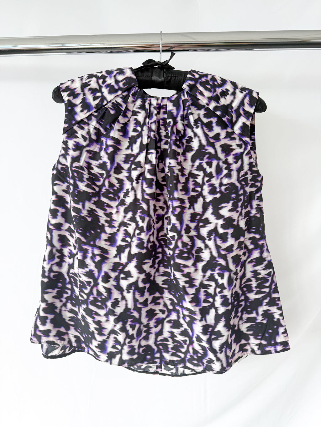 Balenciaga Purple Leopard Print Sleeveless Blouse