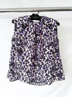 Balenciaga Purple Leopard Print Sleeveless Blouse