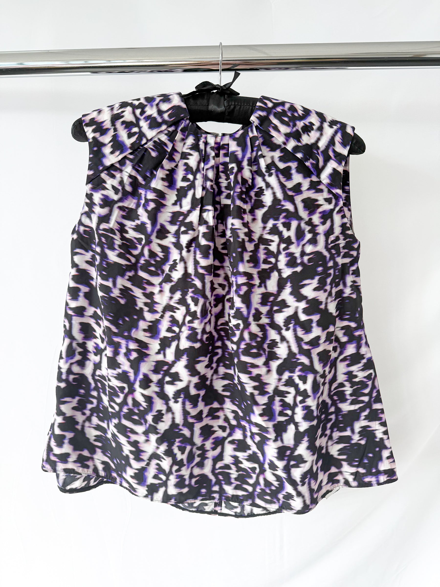 Balenciaga Purple Leopard Print Sleeveless Blouse