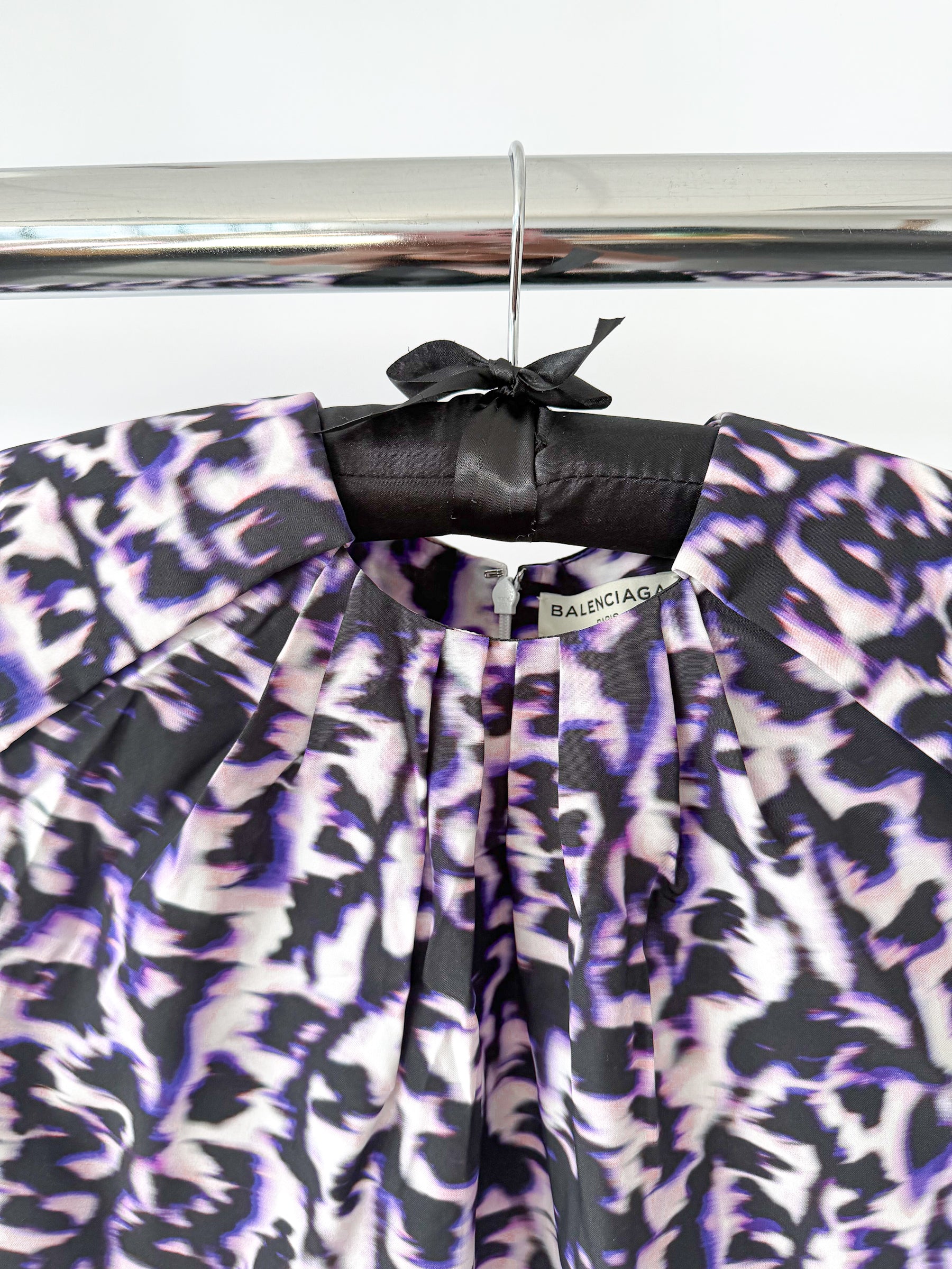 Balenciaga Purple Leopard Print Sleeveless Blouse