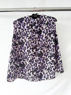 Balenciaga Purple Leopard Print Sleeveless Blouse