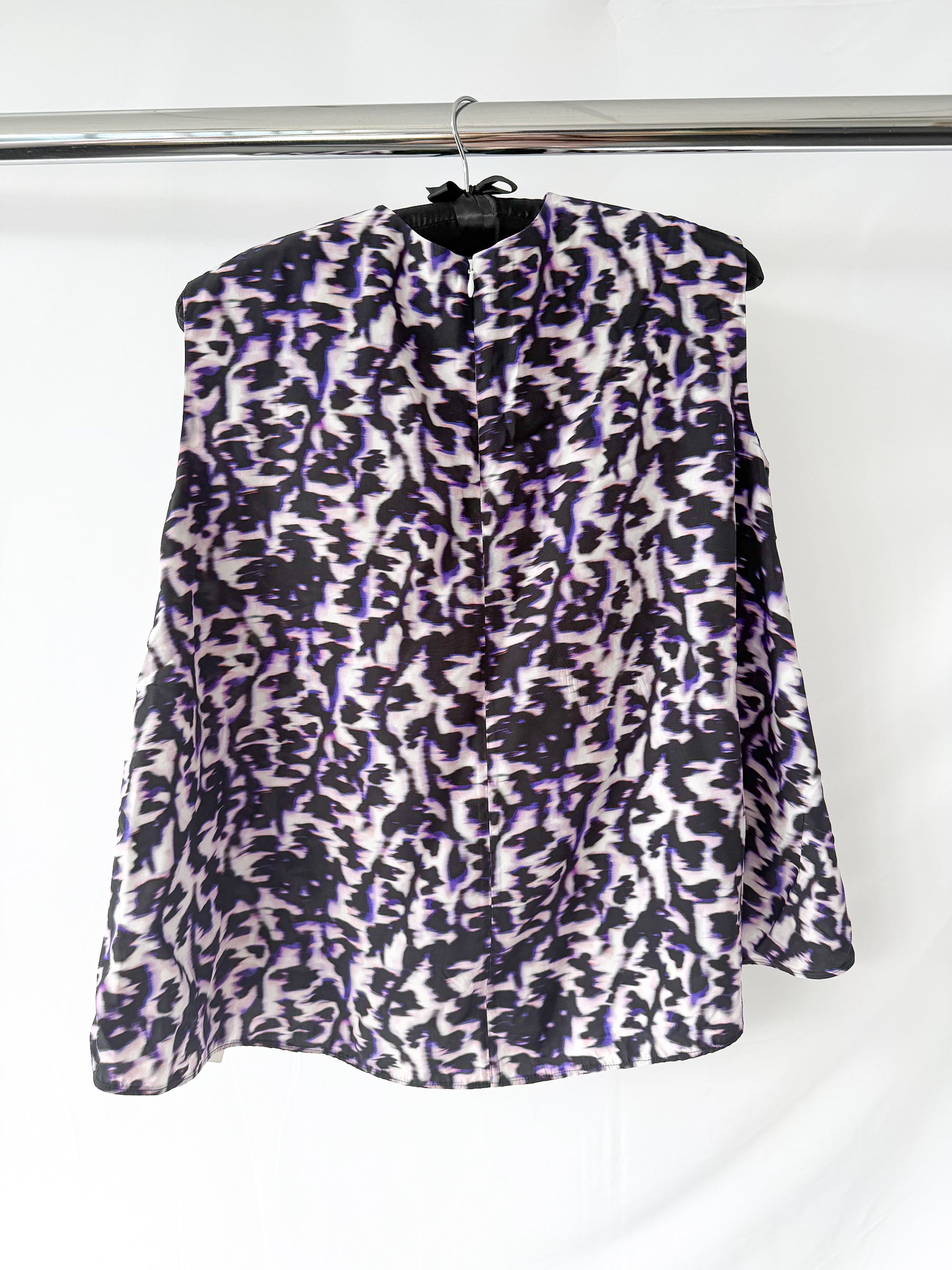 Balenciaga Purple Leopard Print Sleeveless Blouse