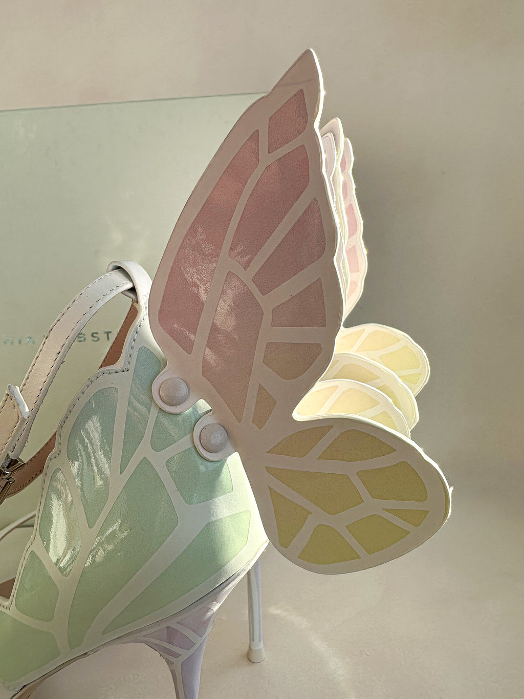 Sophia Webster Butterfly Soft Pastel Gradient Off-White Chiara Heeled Sandals