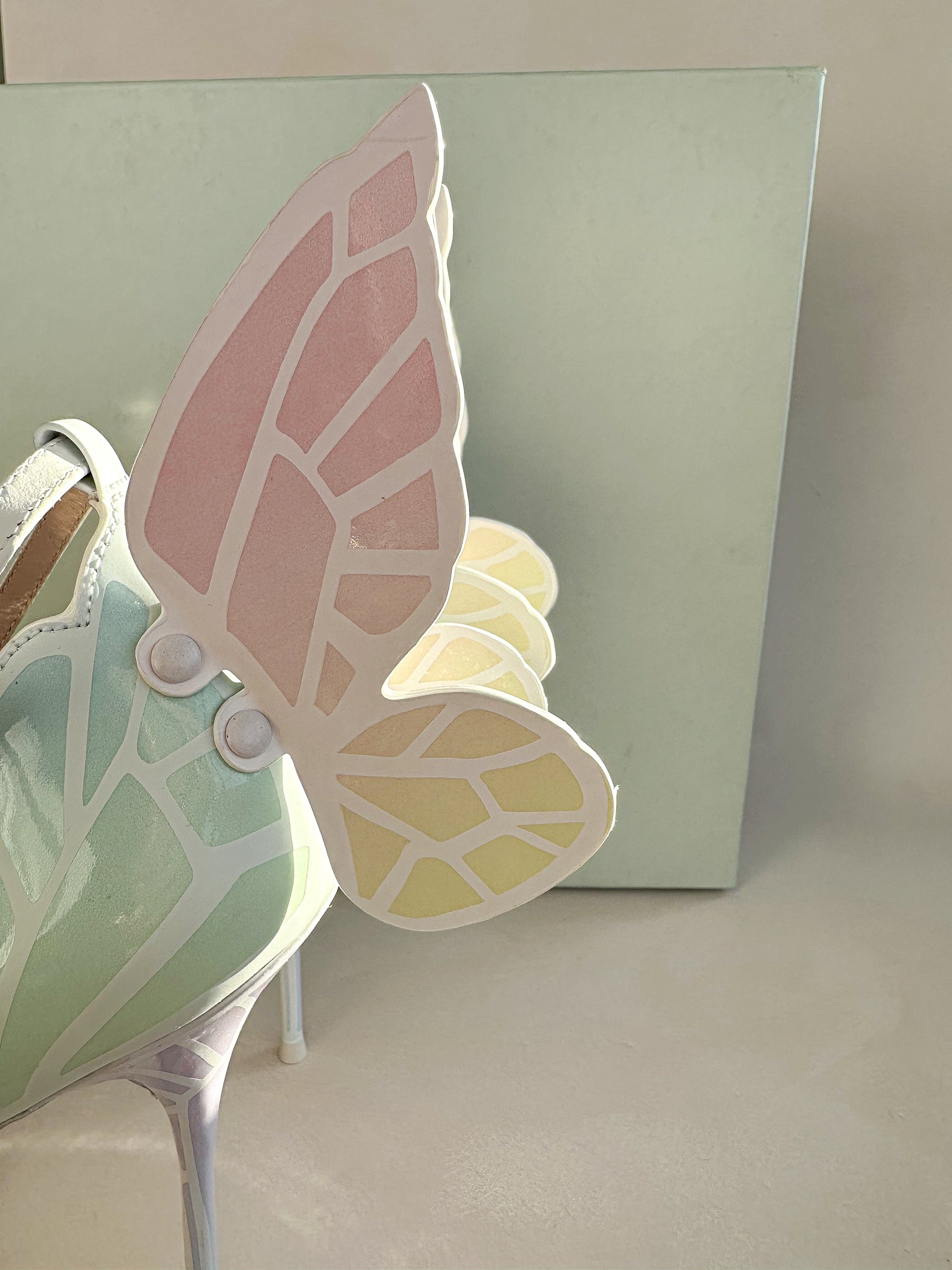 Sophia Webster Butterfly Soft Pastel Gradient Off-White Chiara Heeled Sandals