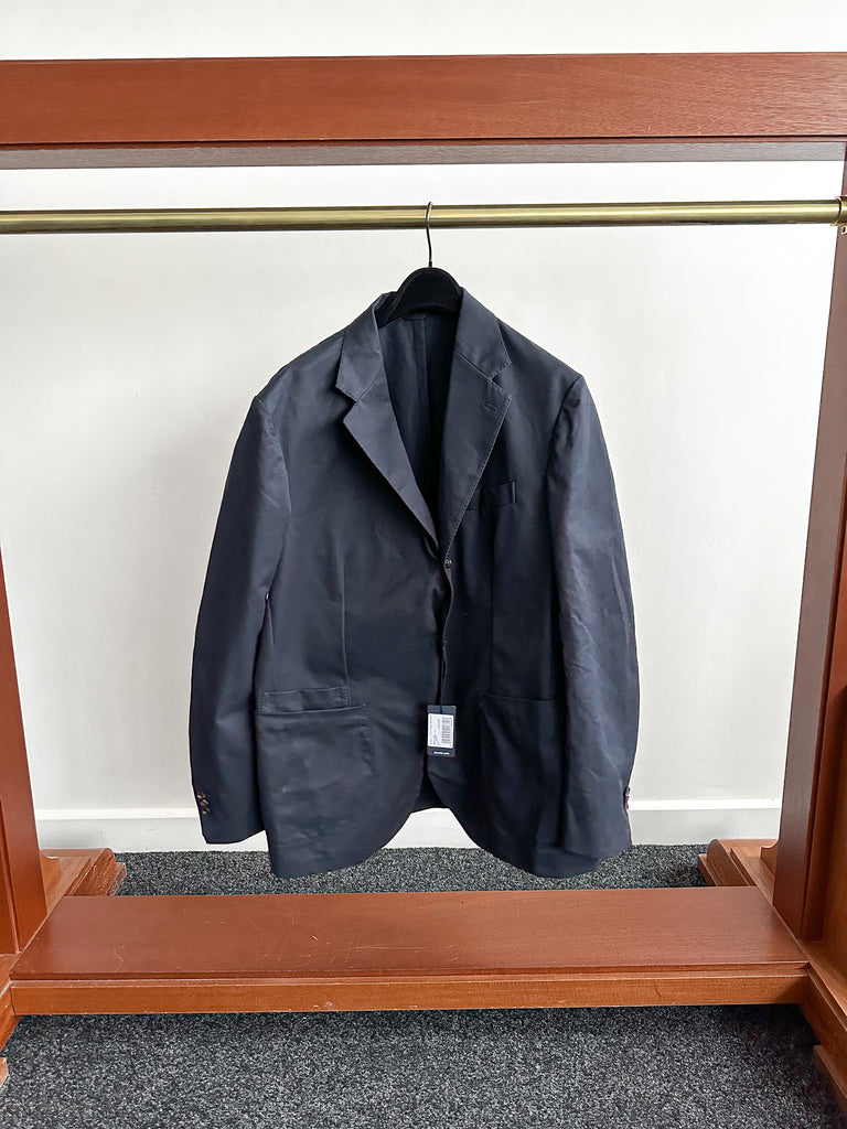 Drake's Lovat Cotton Drill Tailored Navy Blue Jacket - House Of Huntington