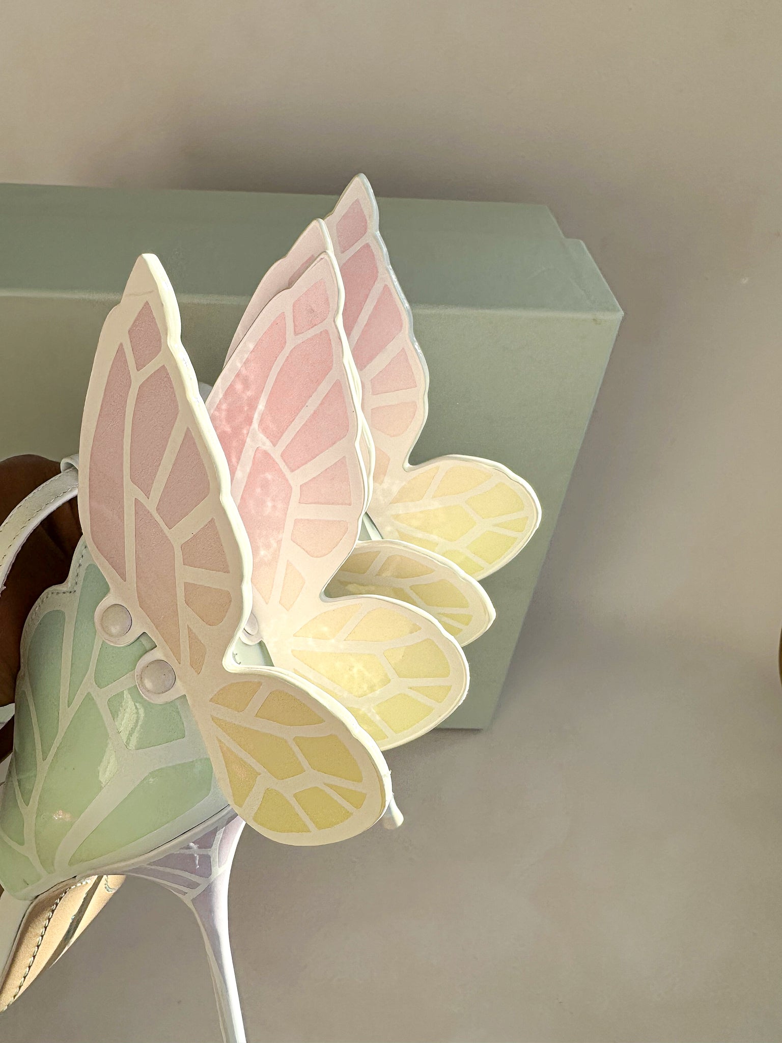 Sophia Webster Butterfly Soft Pastel Gradient Off-White Chiara Heeled Sandals