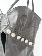 Versus Versace + Anthony Vaccarello Cutout Studded Leather Mini Dress