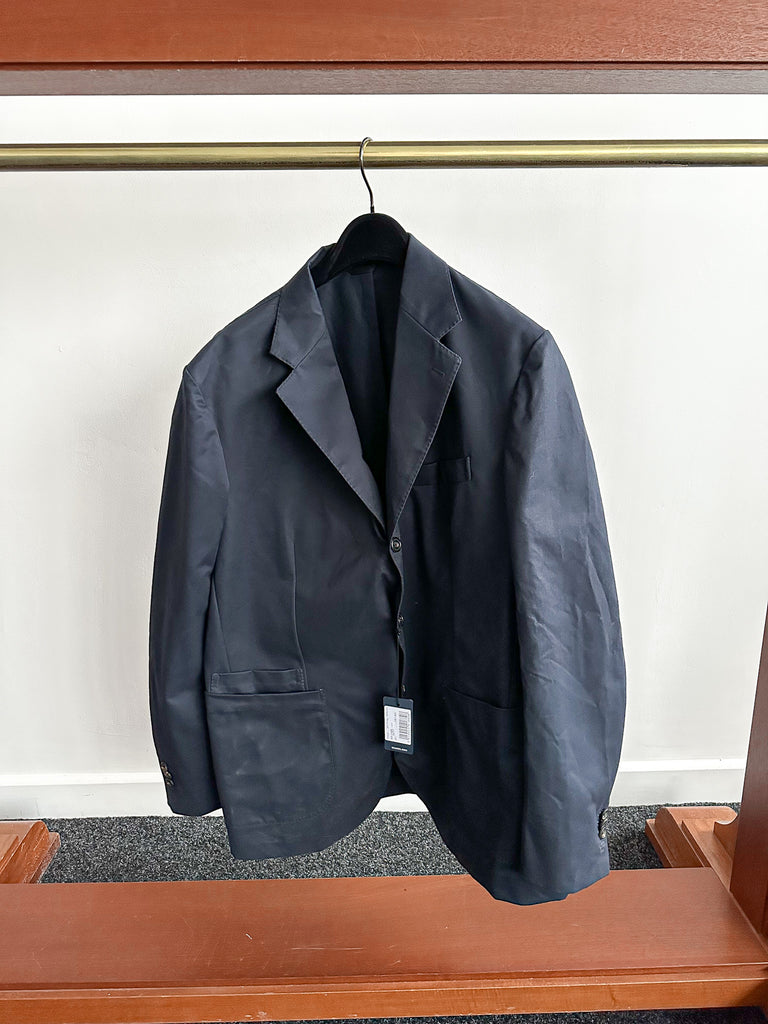 Drake's Lovat Cotton Drill Tailored Navy Blue Jacket - House Of Huntington