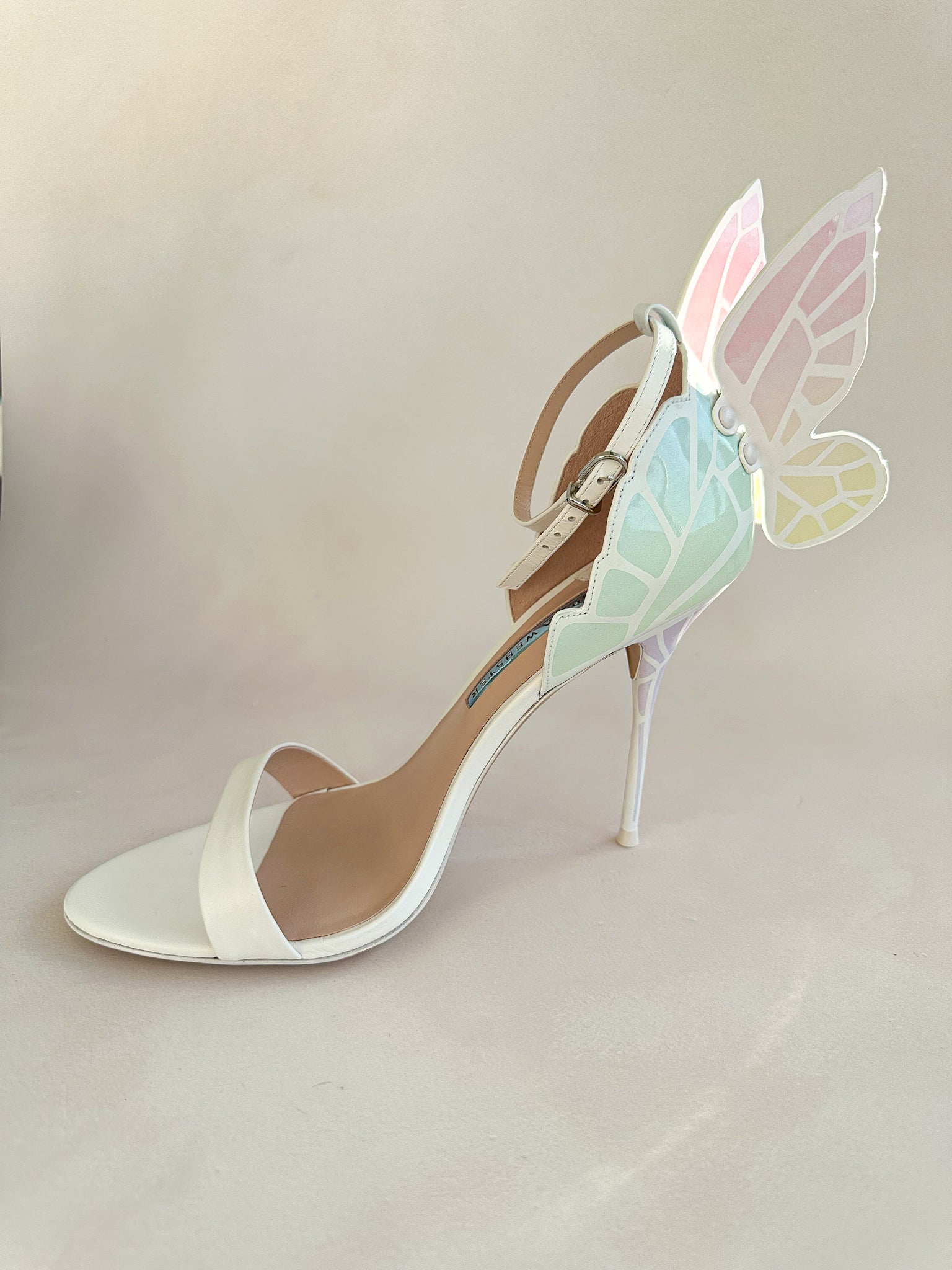 Sophia Webster Butterfly Soft Pastel Gradient Off-White Chiara Heeled Sandals