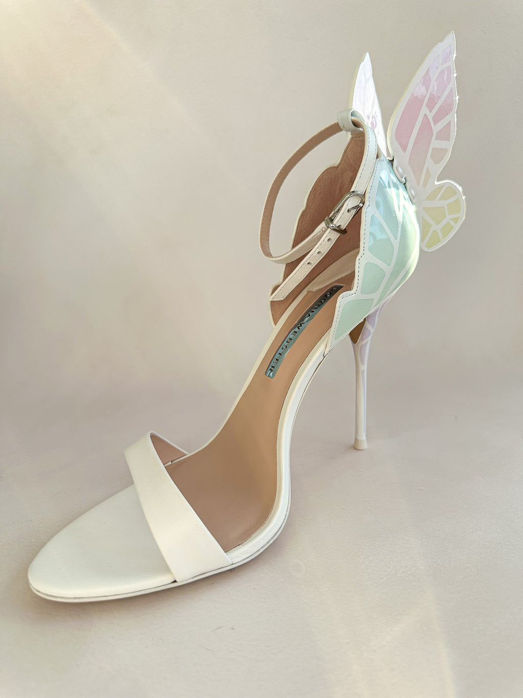 Sophia Webster Butterfly Soft Pastel Gradient Off-White Chiara Heeled Sandals